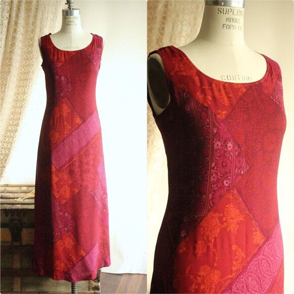 Jones New York Dresses & Skirts - Vintage 1990s Dress, Jones New York Silk Burgundy Floral Print, Size 8